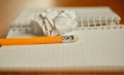 pencil notebook crumpled paper 1891732